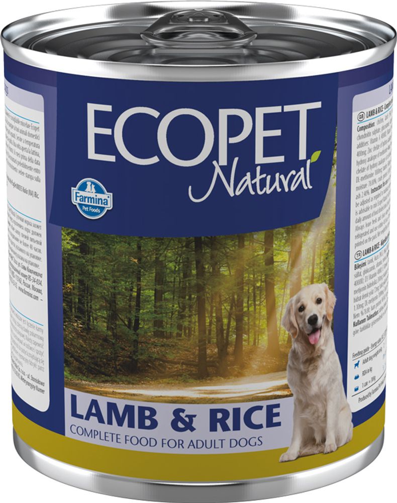 Farmina Ecopet Natural консервы для взрослых собак всех пород, ягненок и рис, Lamb&amp;Rice - 300 гр