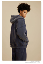 Американский модный брендовый костюм мужской с эффектом потёртости с капюшоном и двойной молнией для мужчин.