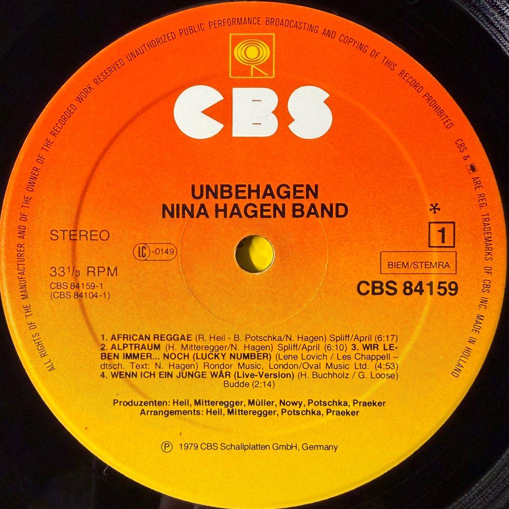 Nina Hagen Band - Unbehagen (Европа 1979г.)