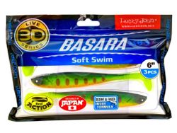 Виброхвост LUCKY JOHN Basara Soft Swim 3D, 6.0in (152 мм), цвет PG01, 3 шт.