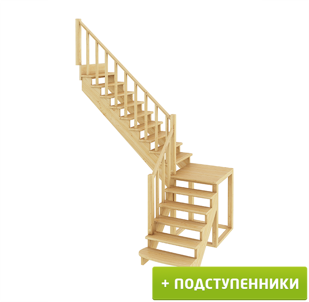 Лестница на второй этаж К-002м/3 Левая с подступенками