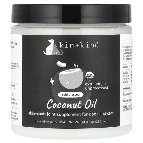 Kin+Kind, Кокосовое масло, для собак и кошек, 236,5 мл (8 жидк. унц.)