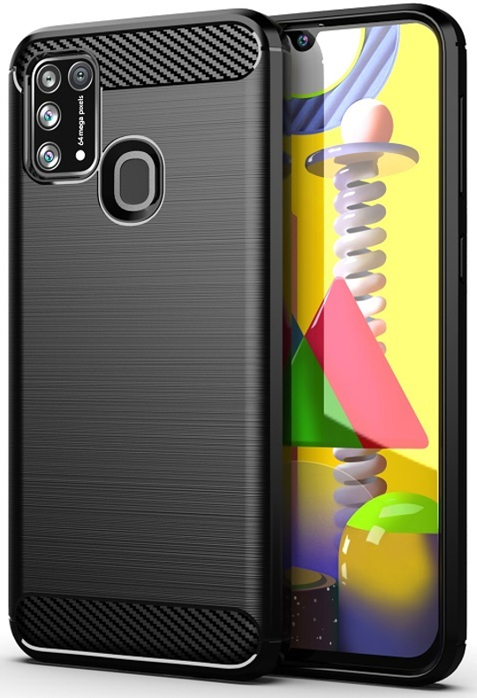 Защитный чехол черного цвета для Samsung Galaxy M31, серии Carbon от Caseport