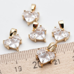 Подвеска Сердце, цвет золото+прозрачный, размер 10 мм, цена за 1 шт