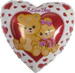Шар (18"/46 см) Сердце, Влюбленные мишки, Белый