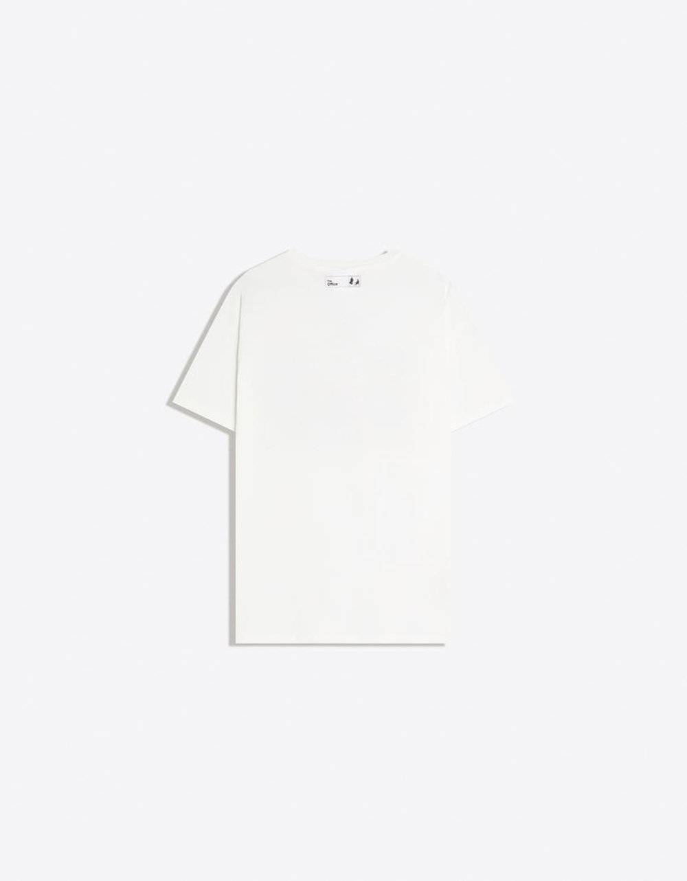 BERSHKA Футболка с принтом Майкла Скотта из сериала «Офис», экрю