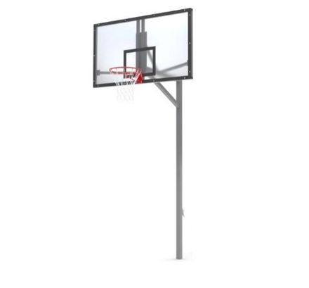 Стойка баскетбольная уличная упрощенная со щитом из оргстекла, кольцом и сеткой