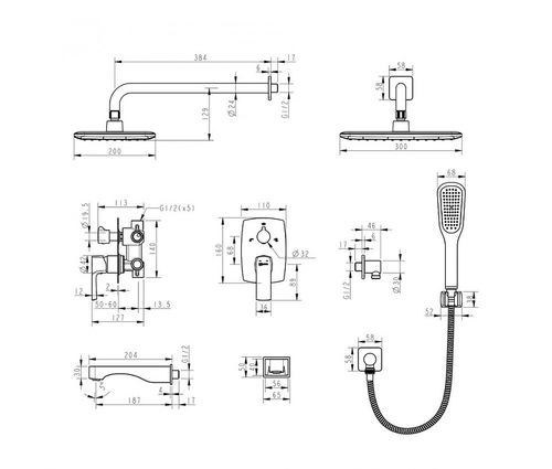 Душевая система Lemark Ursus LM7222BL Черный