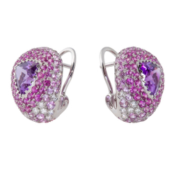 Серьги с Аметистом, Сапфирами и Бриллиантами, E0040-3/47