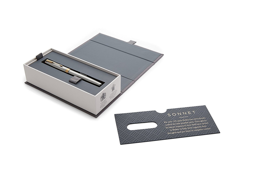 Parker Sonnet Core - Stainless Steel GT, перьевая ручка, F, BL