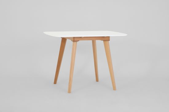 Стол Крит-ОМ (бук/нога б/т светлый бук/столешница белая эмаль)