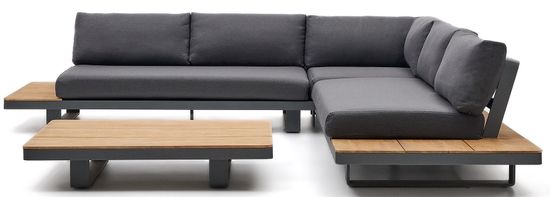 5-местный угловой диван и стол Tosqueta из алюминия и массива тикового дерева La Forma Испания 