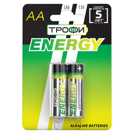 Батарейки Трофи LR6-2BL ENERGY Alkaline