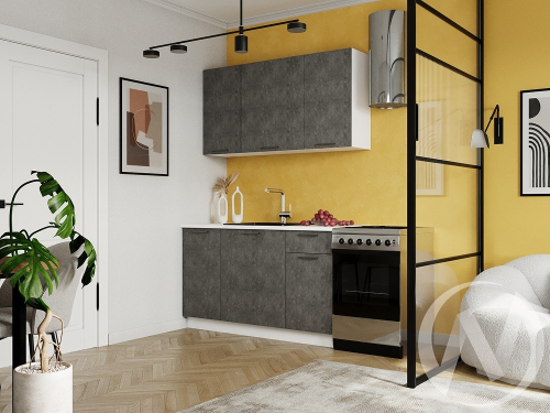 Кухня 1;4 м "Хейли" белый; бетон (корпус белый)