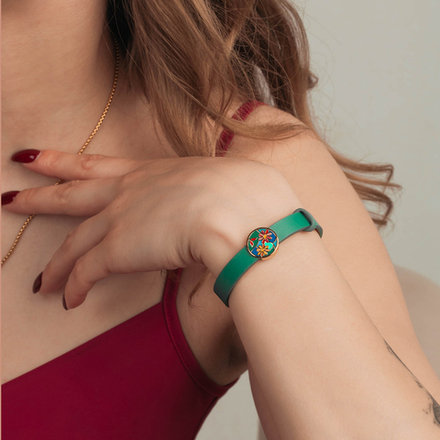 Браслет Fiore Luna на кожаном зеленом ремешке CB03790-2 G