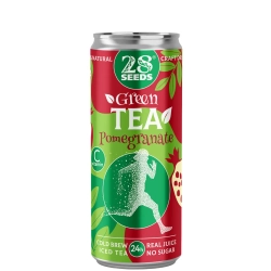 Зеленый чай «Колд брю» Гранат 28SEEDS, натуральный холодный чай в банке, вид спереди