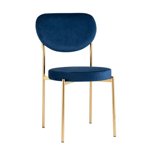 Cтул полубарный Барбара велюр королевский синий, золотые ножки