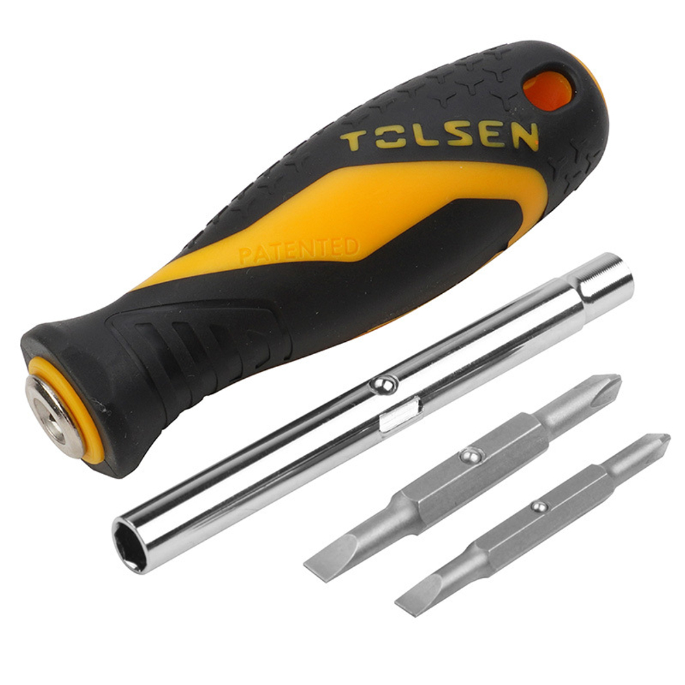 TOLSEN (TT20043) Отвертка со сменными вставками (битами), 6 в 1
