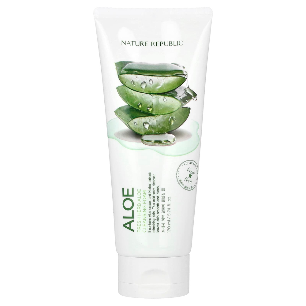 Nature Republic, очищающая пенка со свежими травами, алоэ, 170 мл (5,74 жидк. унции)