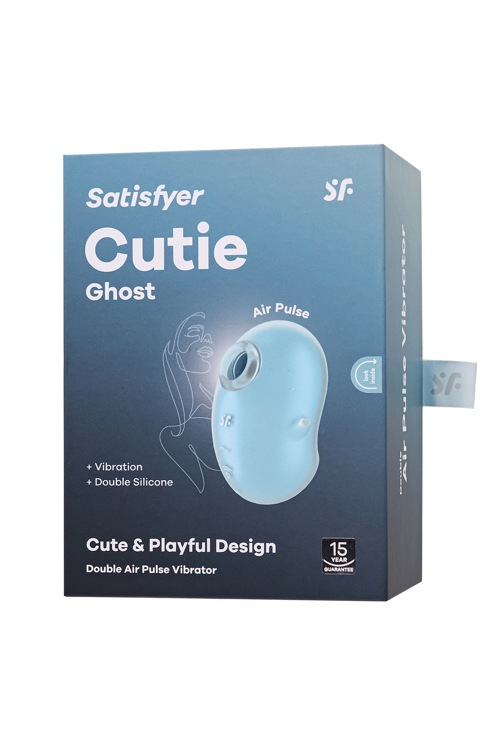 Вакуум-волновой стимулятор клитора с вибрацией Satisfyer Cutie Ghost, силикон, голубой, 9,1 см