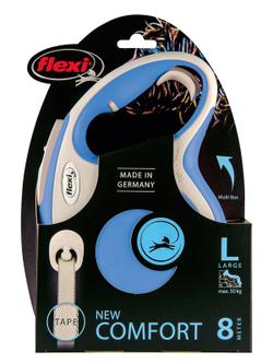 flexi рулетка NEW LINE Comfort L (до 50 кг) лента 8 м серый/синий