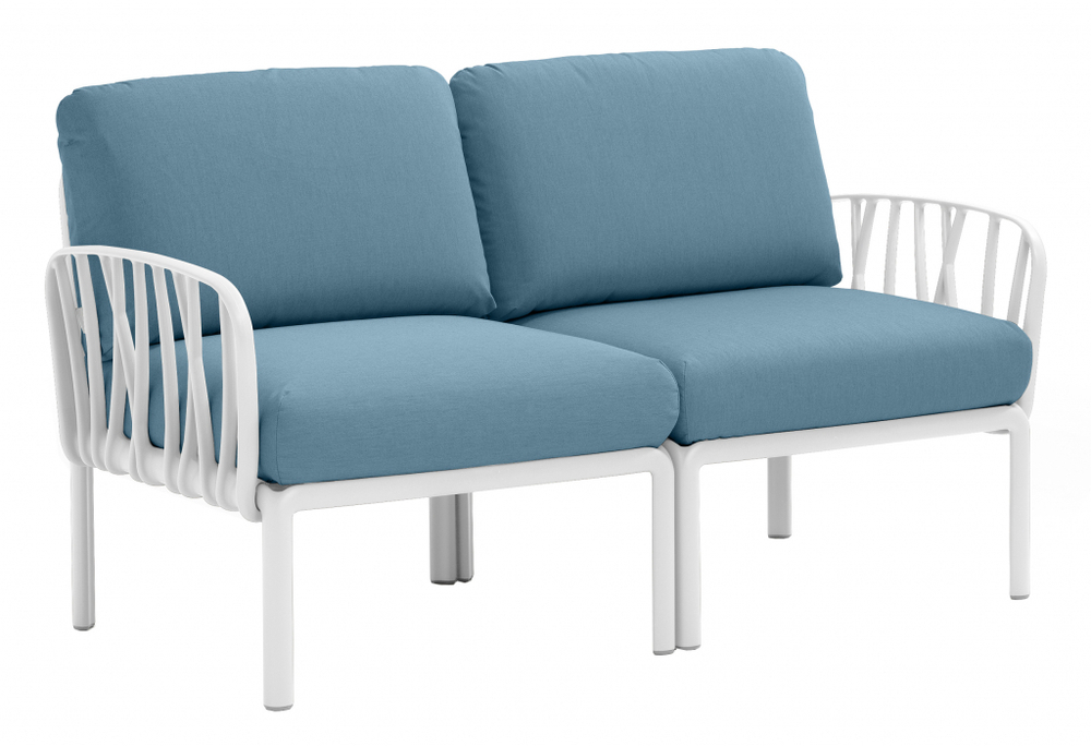 Диван пластиковый с подушками Nardi Komodo 2, белый, синий