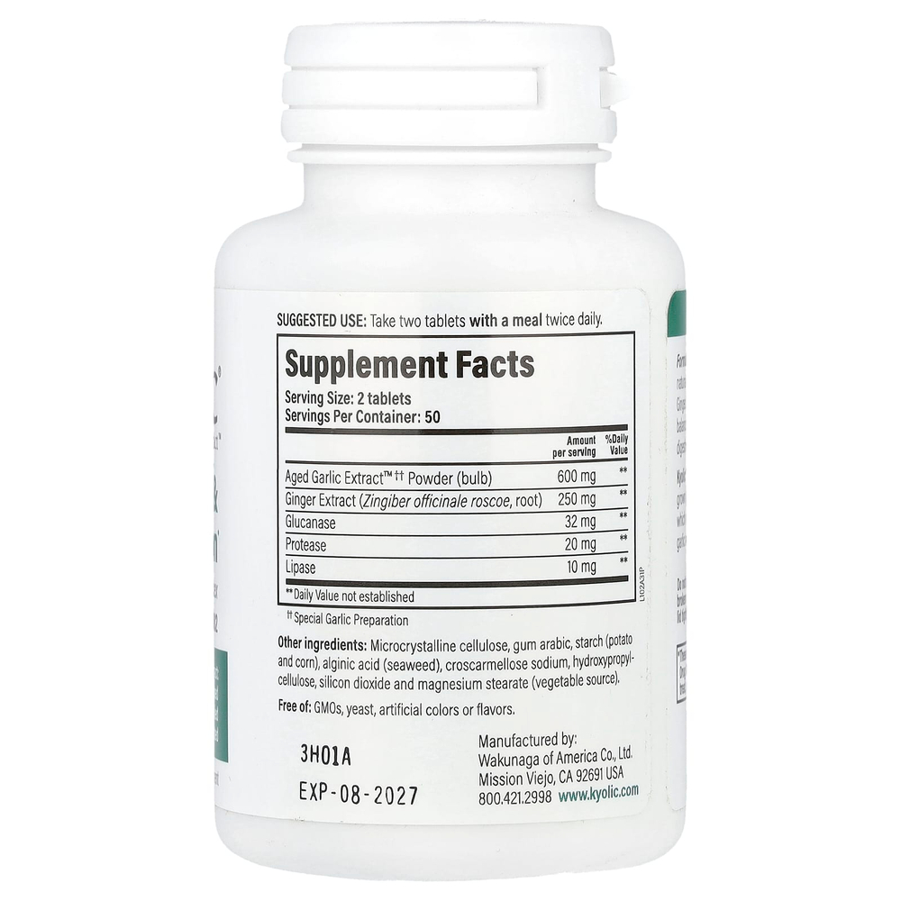 Kyolic, Aged Garlic Extract™, экстракт выдержанного чеснока, для очищения организма и улучшения пищеварения, формула 102, 100 растительных таблеток