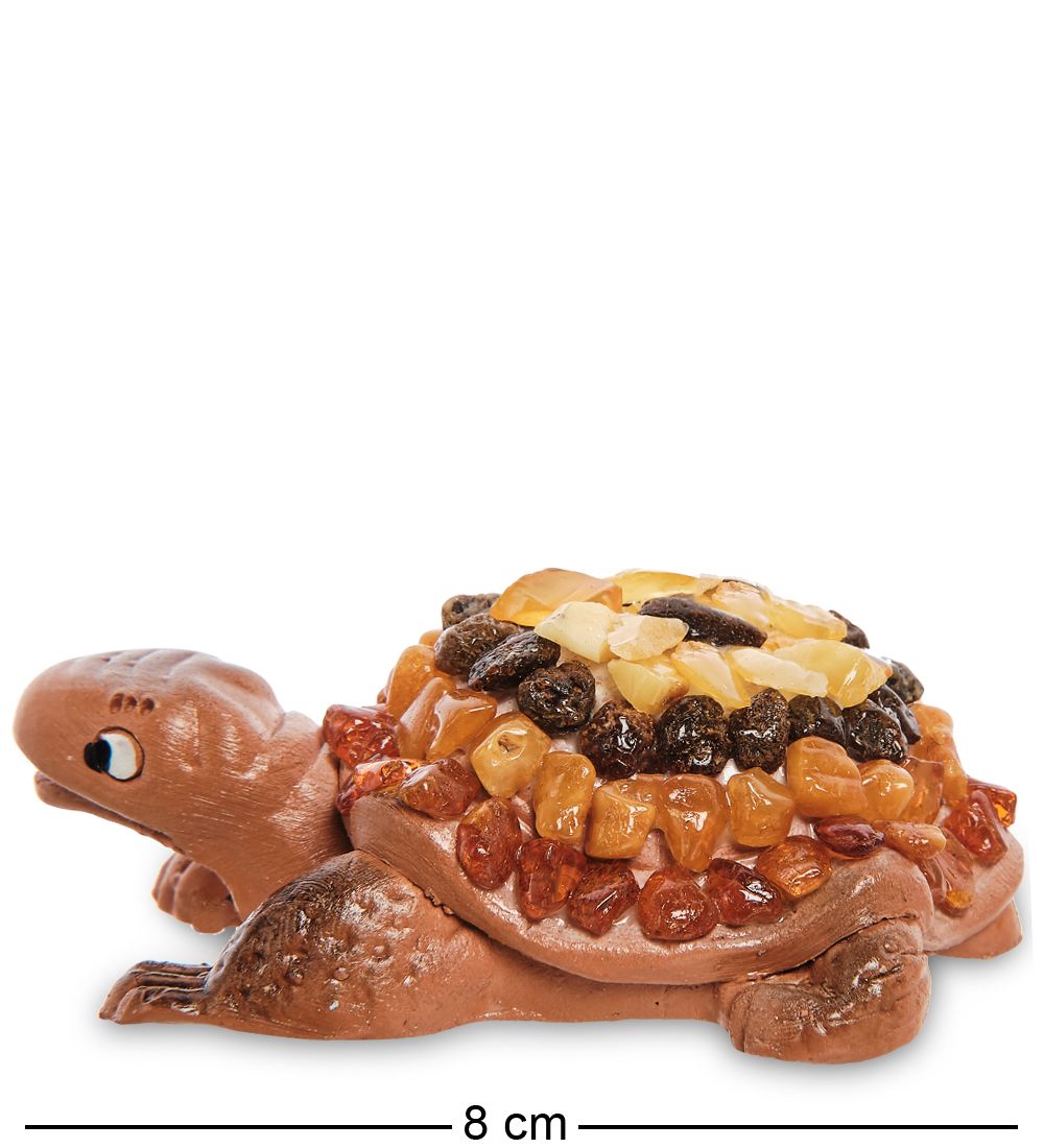 AMB-08 Фигурка «Черепаха» (с янтарной крошкой) L-8см