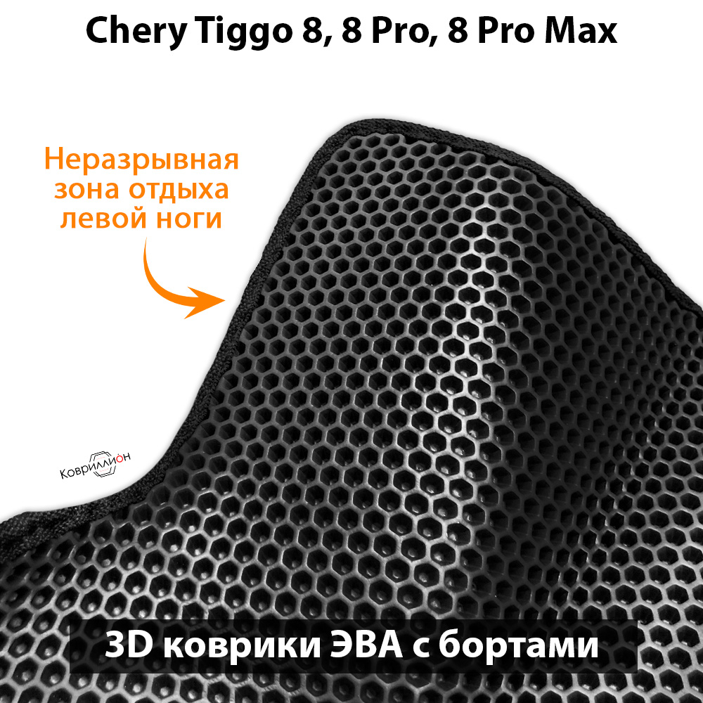 Автомобильные коврики ЭВА с бортами на 3 ряда для Chery Tiggo 8, 8 Pro, 8 Pro Max (18-н.в.)