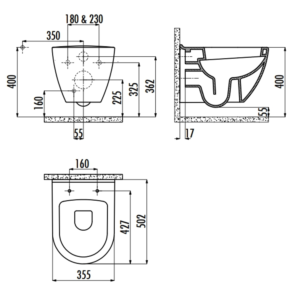 УНИТАЗ ПОДВЕСНОЙ CREAVIT VITROYA VT325.00100 03161