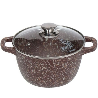 Кастрюля алюминий, антиприг, 2.5 л, с крыш, Kukmara, Elite stone, к21ес