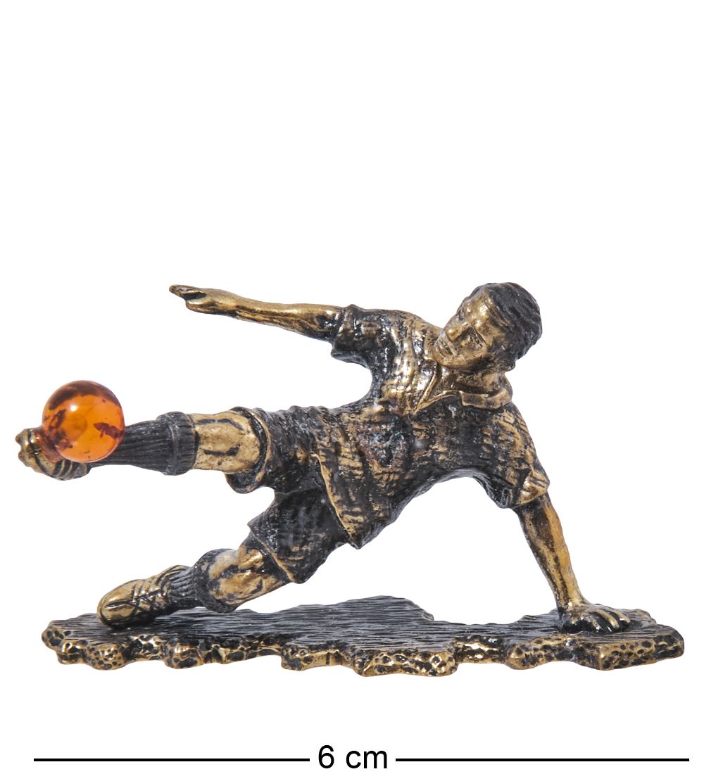 Народные промыслы AM-3203 Фигурка «Футболист» (латунь, янтарь)