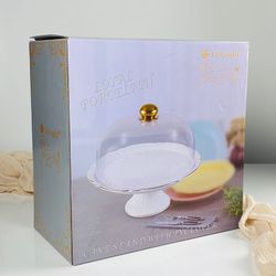 Lenardi 109-270 Тортовница 30,5см на ножке с крышкой ORCHIDEA в под.уп.(х4)Фарфор