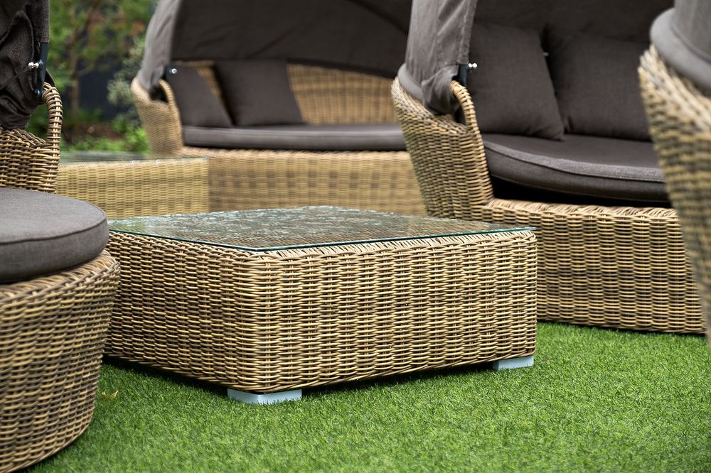 "Лунго" журнальный столик плетеный, цвет соломенный