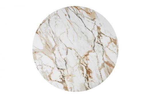 Стол DETROYT 140 Контрастный мрамор, керамика / серый Шампань металлик