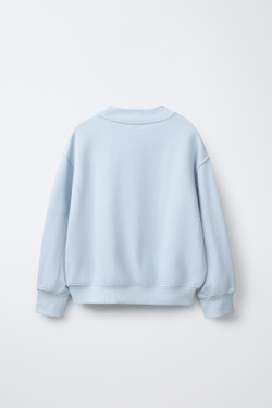 ZARA ТОЛСТОВКА С ПРИНТОМ, ГОЛУБОЙ