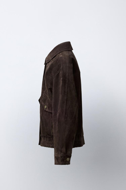 ZARA КУРТКА ИЗ 100% КОЖИ, ШОКОЛАДНЫЙ