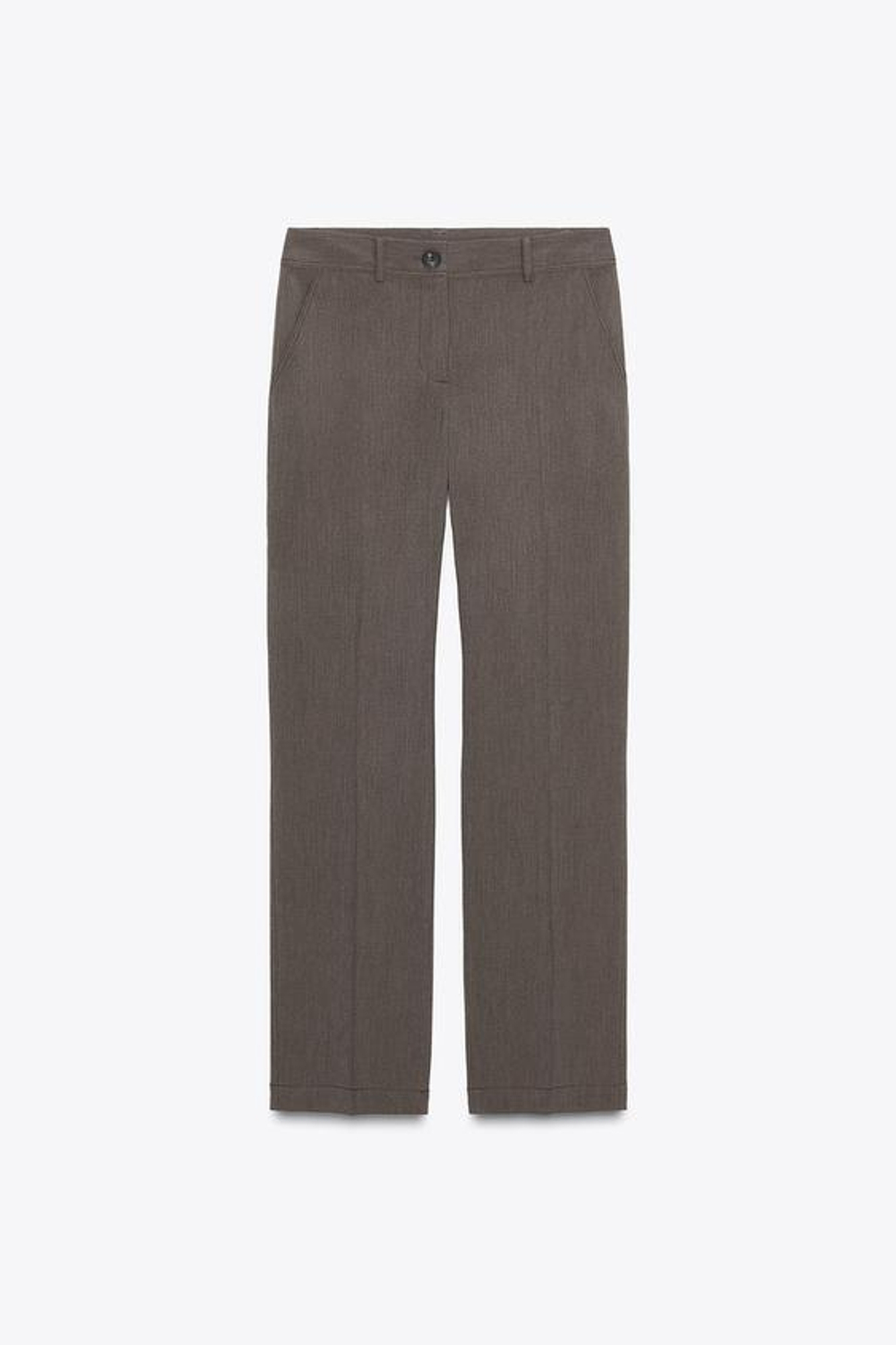 ZARA БРЮКИ ПРЯМОГО КРОЯ С ДЕКОРАТИВНОЙ СТРОЧКОЙ, РЫЖЕВАТО-КОРИЧНЕВЫЙ