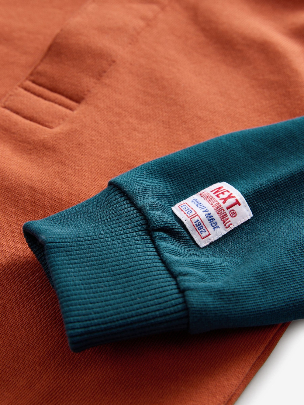 Толстовка с воторником для мальчика Next B27-983, Кирпичный, Салатовый, Синий