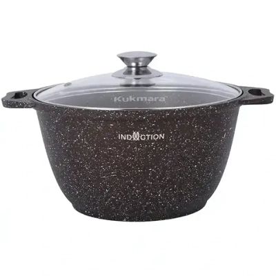 Кастрюля 3л со стекл. крышкой АП (кофейный мрамор) линия «Marble Induction»