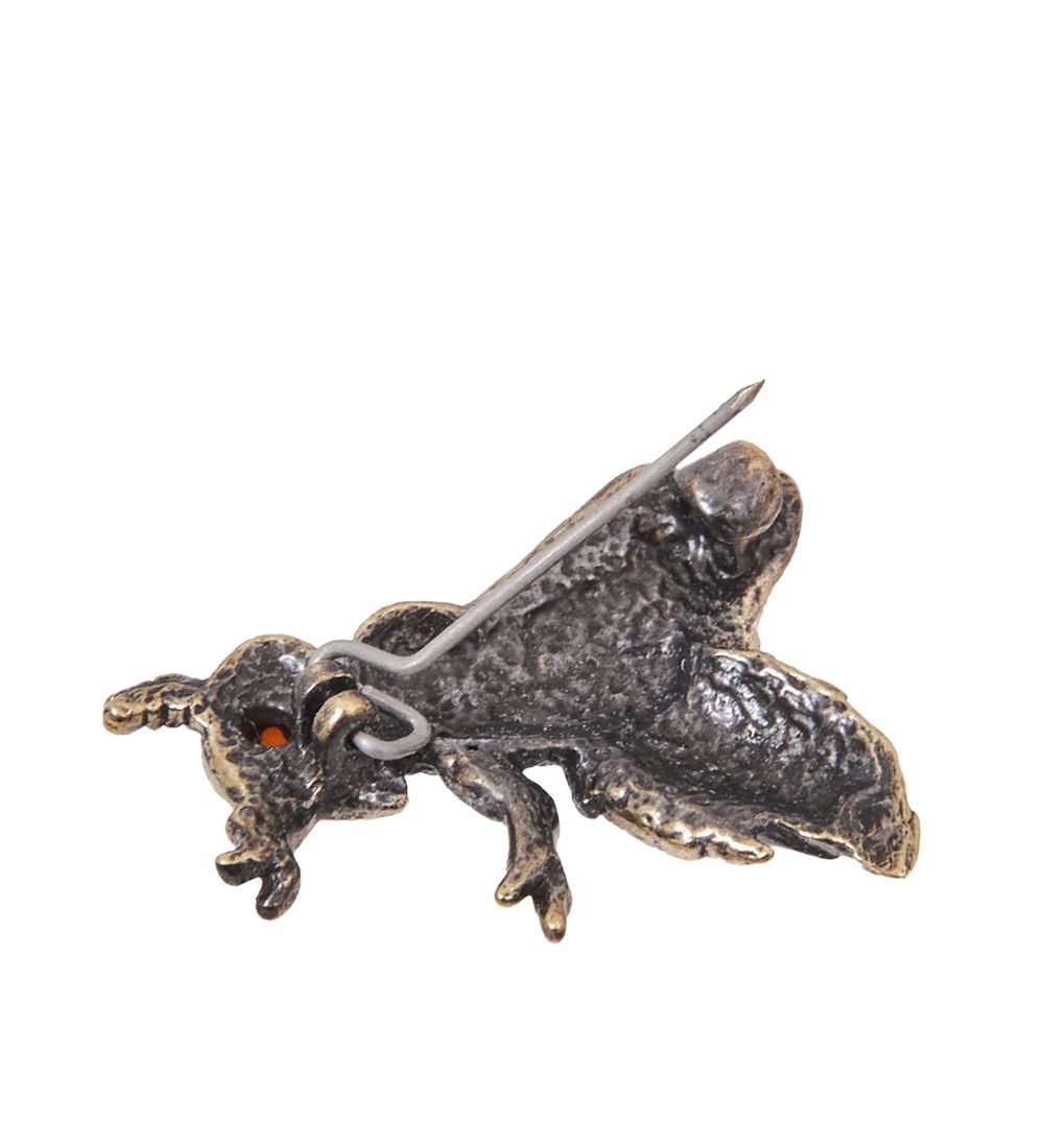 AM-4067 Брошь «Оса» (латунь, янтарь)