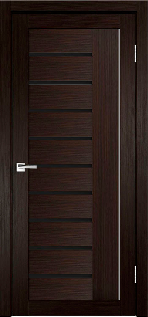 Межкомнатная дверь Y-4 / Цвет тон Венге / Остекление "Лакобель черное" / Двери Верда