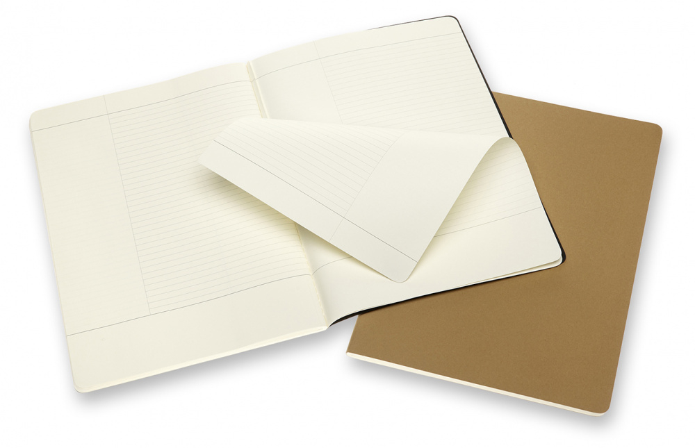 Блокнот (2 шт.) Moleskine Cahier Subject (CH5STNB) 21х29.7см, 160стр. в линейку, черный/бежевый