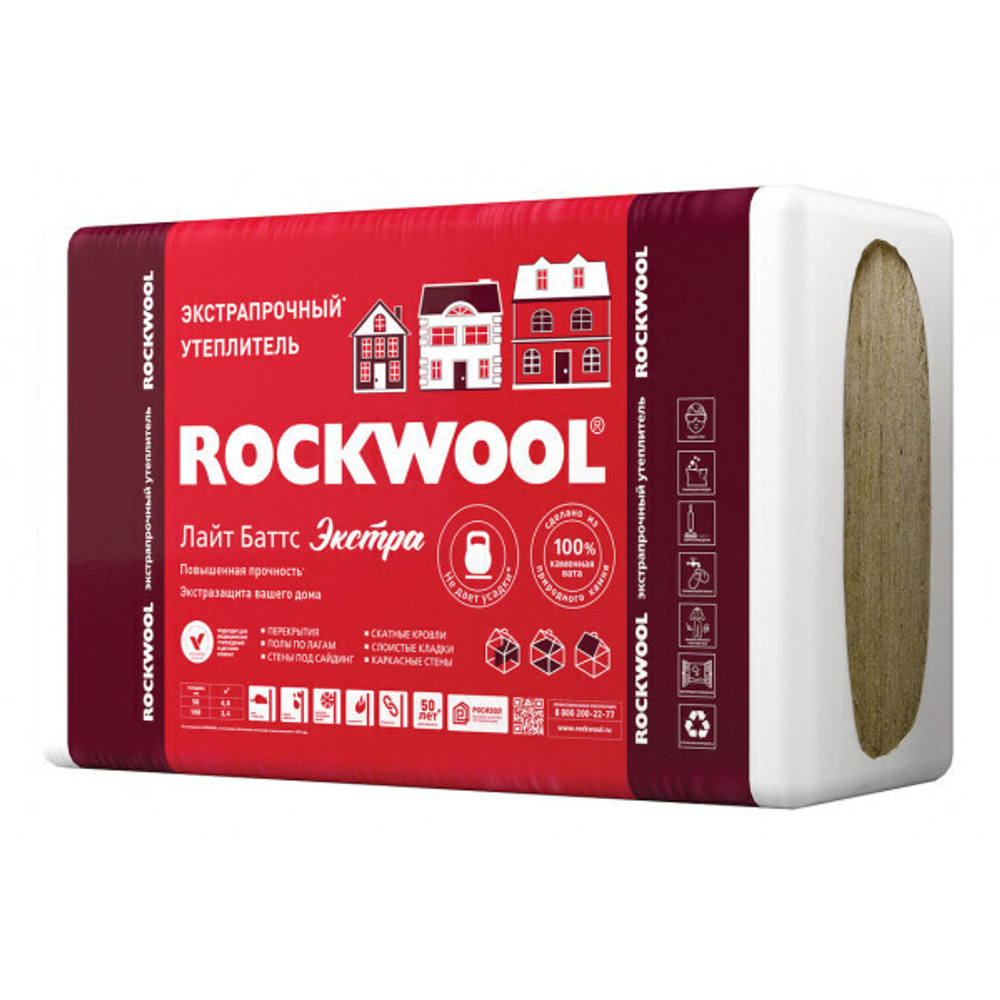 Каменная вата Rockwool Лайт Баттс Экстра 1000х600х100 (2,4м2, 0,24м3)