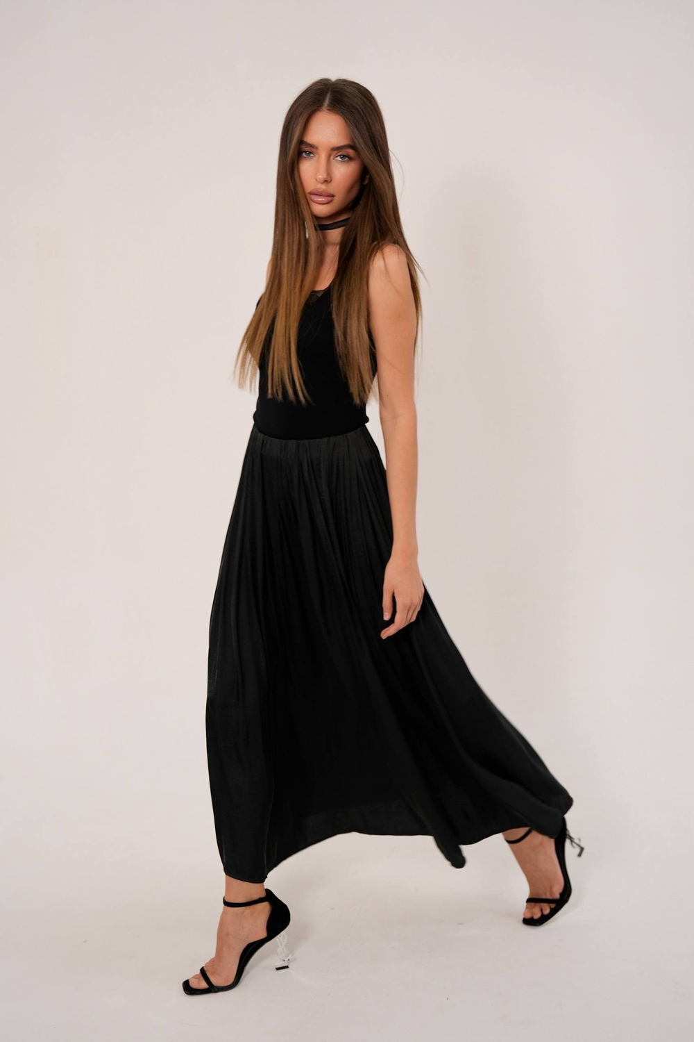 Юбка из модала со складками в миди длине