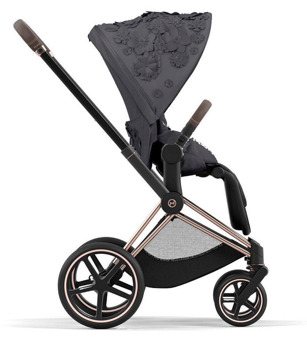 Коляска 2 в 1 Cybex Priam IV Rosegold Dream Grey (Simply Flowers Grey)
