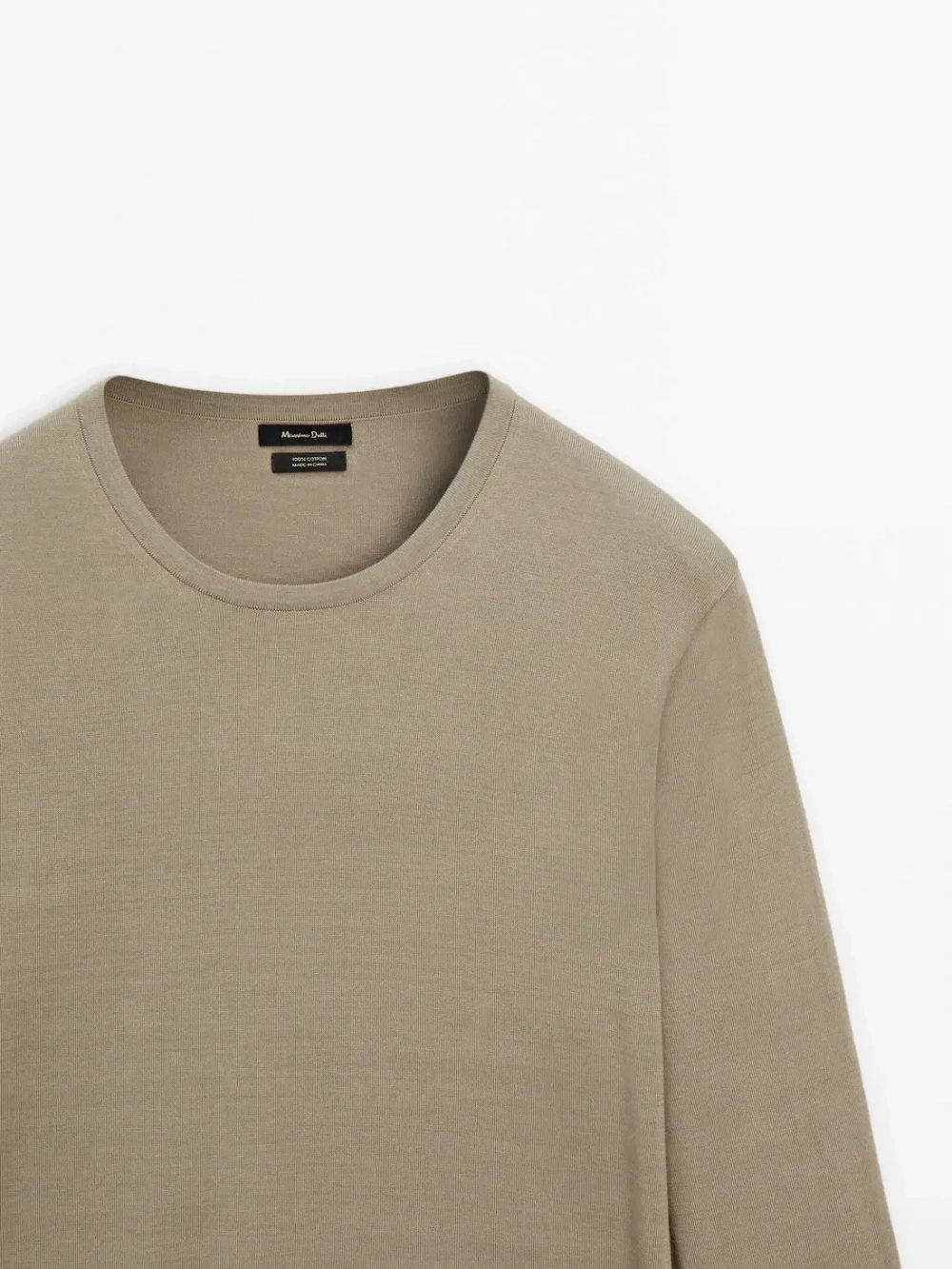 Massimo Dutti Хлопковый свитер с длинными рукавами, бежевый