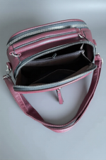 Сумка женская из экокожи с вельветом бордовая QOZA