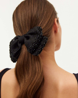 Бант "Балерина" из натурального шёлка с декором в тон. Цвет черный