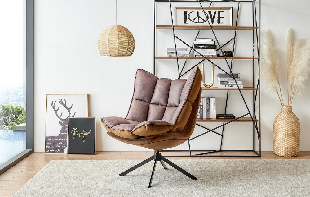 Дизайнерское кресло HUSK DC-1565F коричневое/коричневое (BROWN/brown)